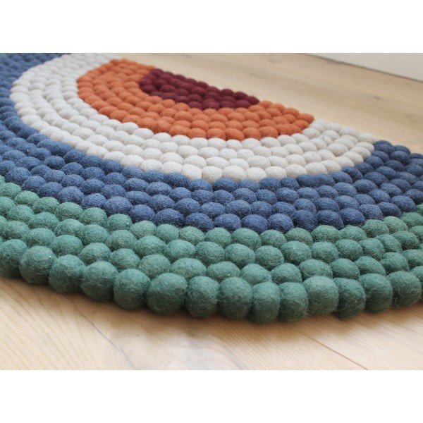 Dětský kuličkový vlněný koberec Wooldot Ball Rugs Rainbow Green-image-1