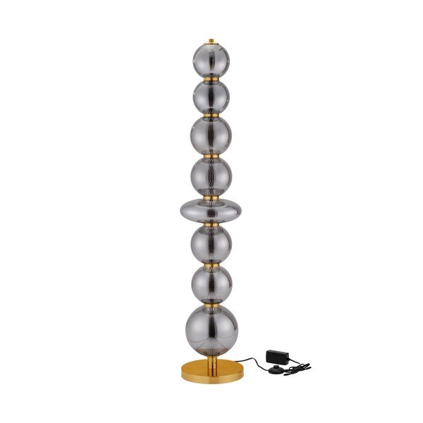 Šedá kovová LED stmívatelná stojací lampa se skleněným stínidlem (výška 140 cm) Navi – Nova Luce