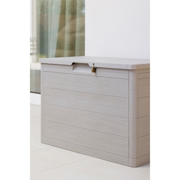 Světle šedý plastový zahradní úložný box Woodys – Toomax-image-3
