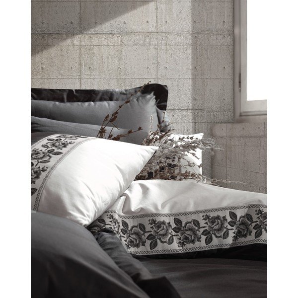 Šedé bavlněné povlečení s prostěradlem Cotton Box Rosinda, 200 x 220 cm-image-2