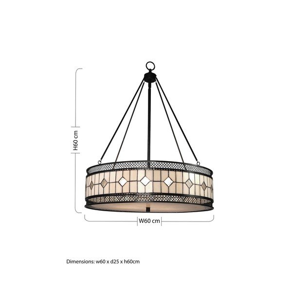 Kovové závěsné svítidlo se skleněným stínidlem ø 60 cm Waldorf – Premier Housewares-image-4