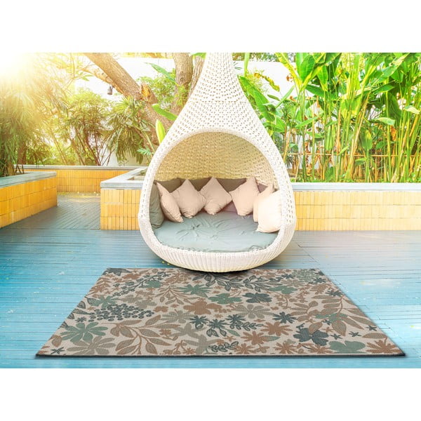 Béžovo-zelený venkovní koberec Universal Floral, 155 x 230 cm-image-1