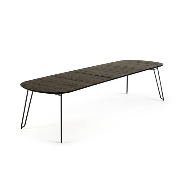 Tmavě hnědý rozkládací jídelní stůl s deskou v dekoru jasanového dřeva 100x170 cm Milian – Kave Home-image-2