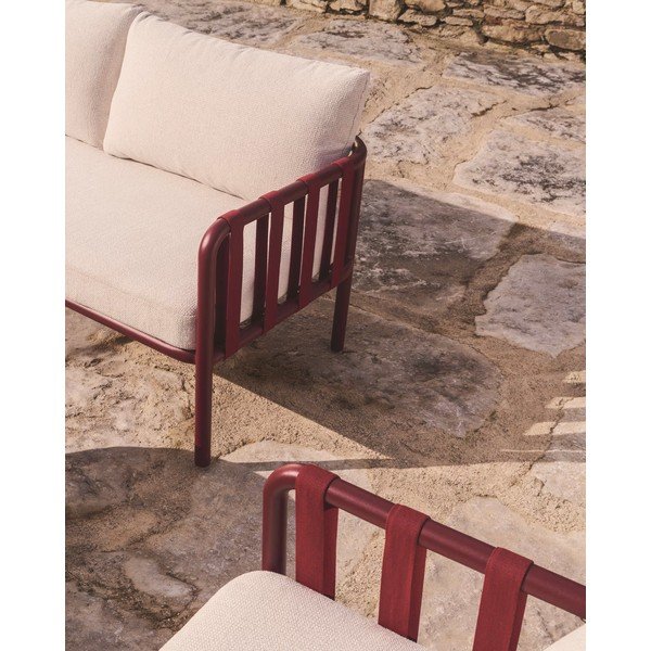 Červený/béžový hliníkový zahradní lounge set pro 4 osoby Omala – Kave Home-image-3