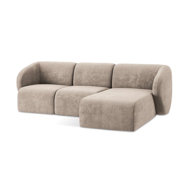 Světle hnědá žinylková rohová pohovka (pravý roh/s lenoškou) Lani – Makamii-image-4