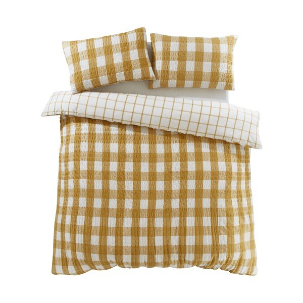 Žluté flanelové povlečení na jednolůžko 135x200 cm Gingham Check – Catherine Lansfield-image-2