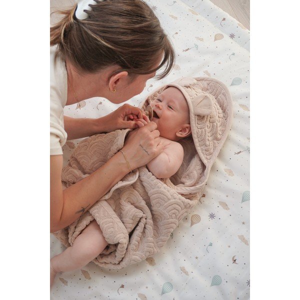 Béžová dětská osuška s kapucí z Bio bavlny 80x80 cm Almond – Cam Cam Copenhagen-image-2