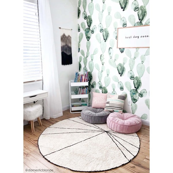 Krémový pratelný ručně tkaný bavlněný kulatý koberec ø 160 cm Trace Beige – Lorena Canals-image-3