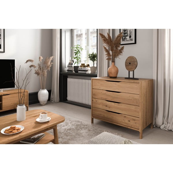 Nízká komoda z dubového dřeva v přírodní barvě 95x80 cm Twig – The Beds-image-1