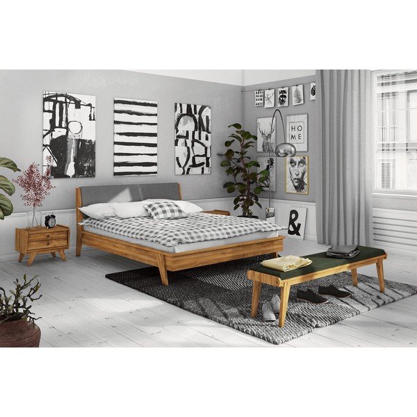 Lavice z dubového dřeva se zeleným sedákem Retro - The Beds-image-1