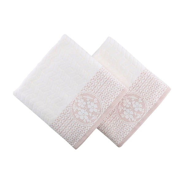 Sada 2 bílo-růžových ručníků Armada, 90 x 50 cm