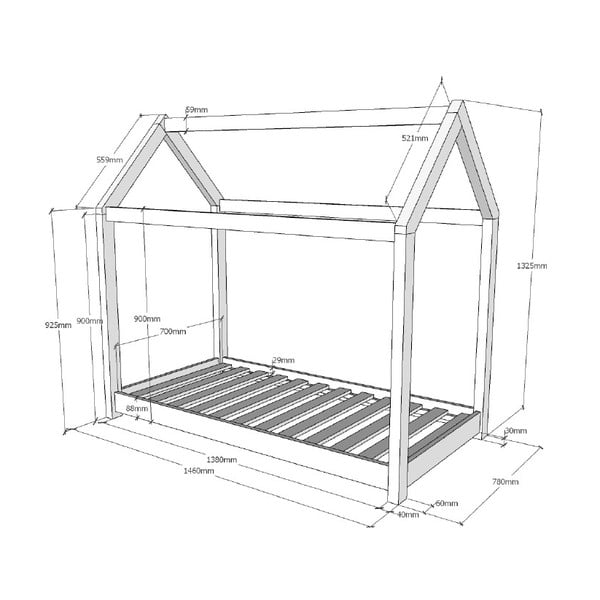 Dětská domečková postel Vipack Cabane, 70 x 140 cm-image-3
