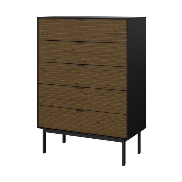 Černá vysoká komoda v dekoru borovice 80x111 cm Soma - Tvilum-image-3