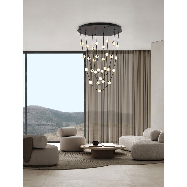 Matně černé hliníkové LED stmívatelné závěsné svítidlo se stínidlem z akrylového skla ø 84 cm Alcinoe – Nova Luce-image-1