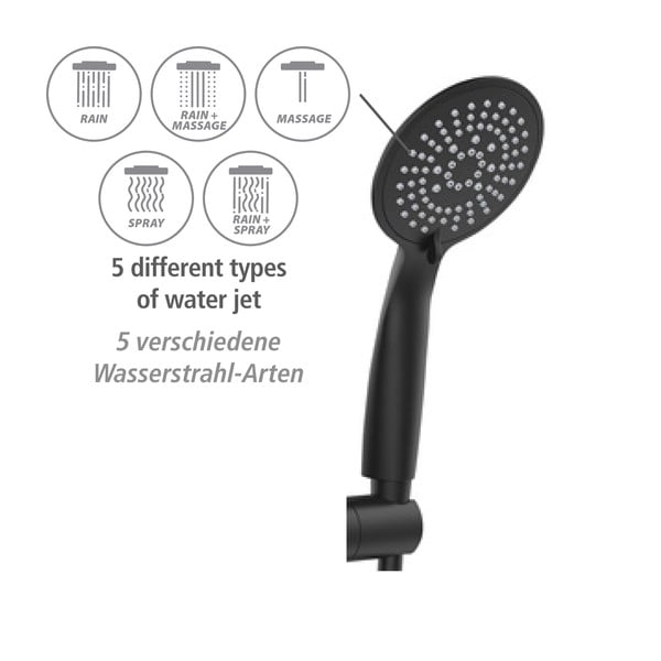 Černý sprchový set z nerezové oceli 120 cm Young – Wenko-image-2