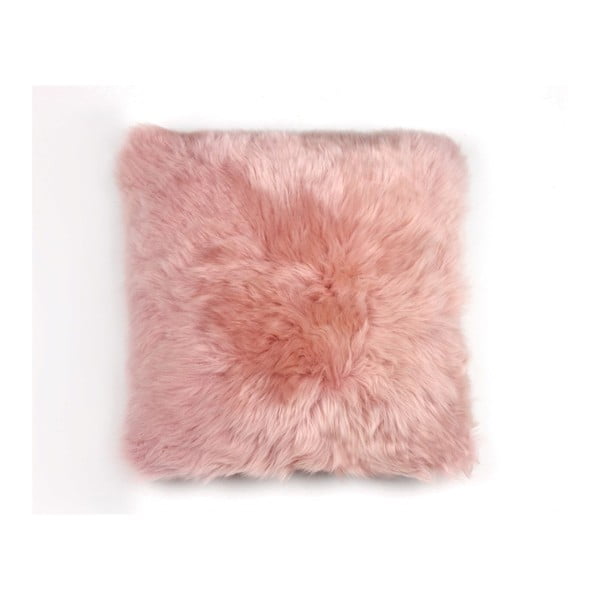 Růžový vlněný polštář z ovčí kožešiny Auskin Kelso, 35 x 35 cm