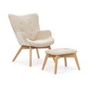 Béžové manšestrové křeslo s podnožkou Niko – Ropez