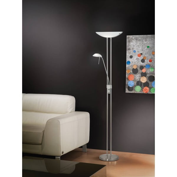 Stojací lampa v matně stříbrné barvě se skleněným stínidlem (výška 180 cm) BAYA – EGLO-image-2