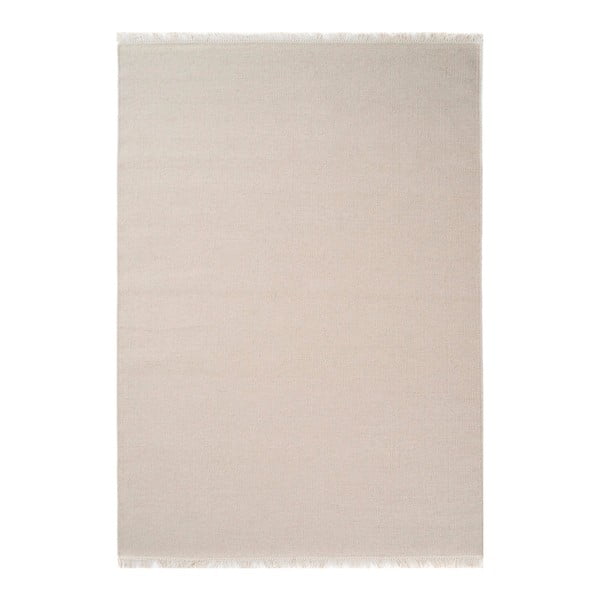 Béžový ručně tkaný vlněný koberec Linie Design Solid, 160 x 230 cm