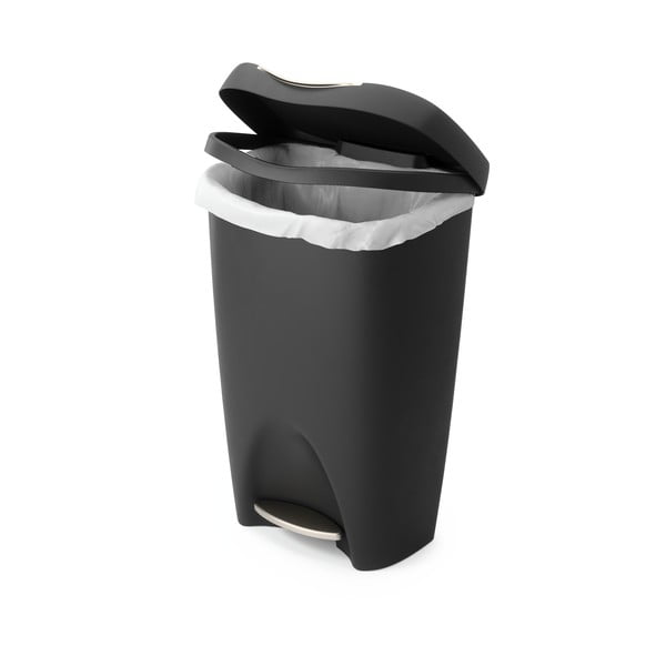 Černý nášlapný plastový odpadkový koš 50 l Brim – Umbra