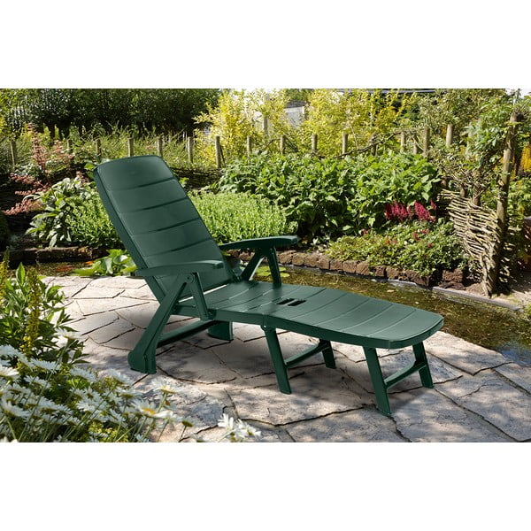 Tmavě zelené plastové zahradní lehátko Roma – Keter-image-1