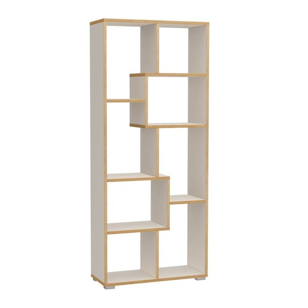 Bílá knihovna s hranou v dřevěném dekoru 69x160 cm Random Andrea - Tomasucci-image-1