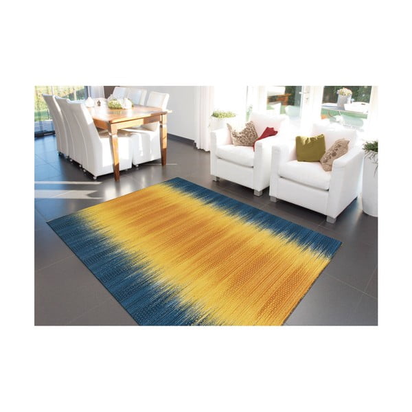 Modro-žlutý ručně vyráběný koberec Arte Espina Sunset 8070, 120 x 180 cm