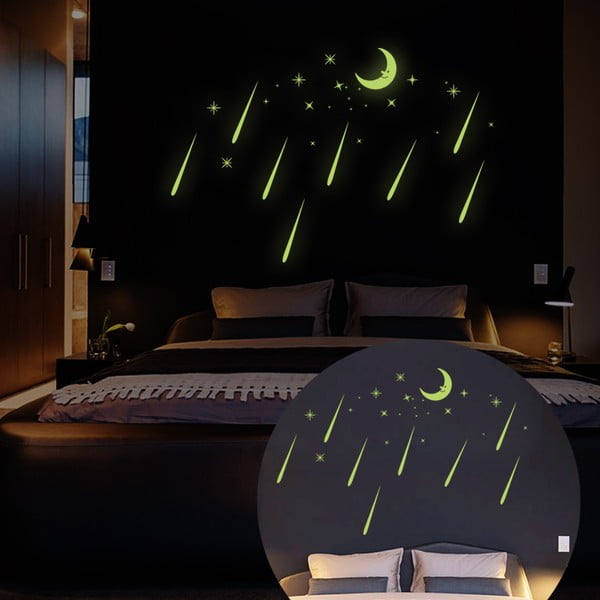 Nástěnné samolepky svítící ve tmě Ambiance Moon And Falling Stars-image-2