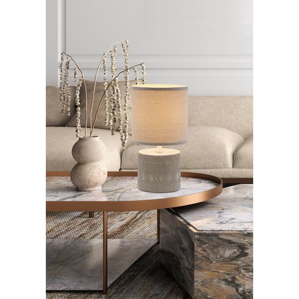 Šedá stolní lampa s textilním stínidlem (výška 26 cm) Dina – Candellux Lighting-image-1