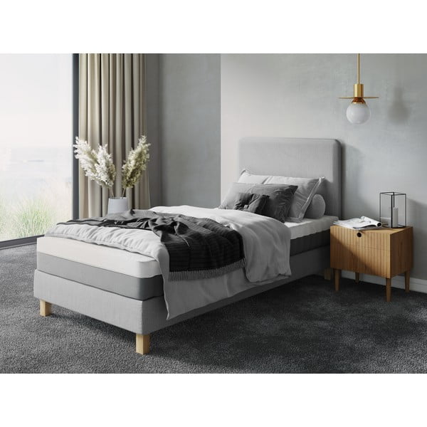 Světle šedá čalouněná jednolůžková postel s roštem 90x200 cm Lotus – Cosmopolitan Design-image-4
