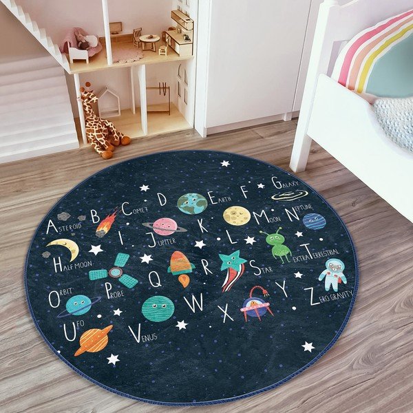Tmavě modrý dětský koberec ø 100 cm Comfort – Mila Home-image-3