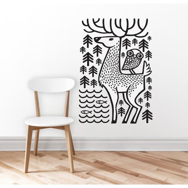 Nástěnná samolepka Deer and Owl, 70x100 cm