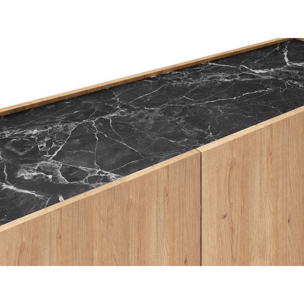 Černý/přírodní TV stolek v dekoru dubu 160x48 cm Dione – Marckeric-image-1