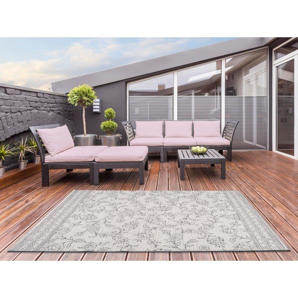 Šedý venkovní koberec Universal Weave Floral, 155 x 230 cm-image-1