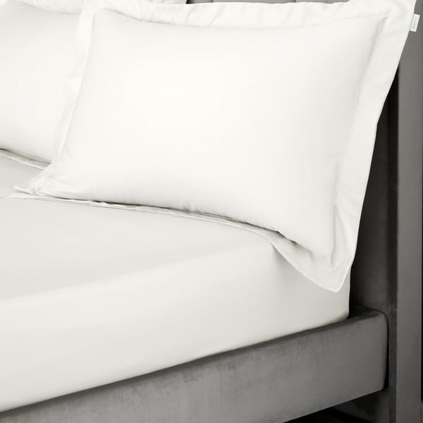 Slonovinové napínací prostěradlo z bavlněného saténu 90x190 cm Cotton Sateen – Bianca-image-1