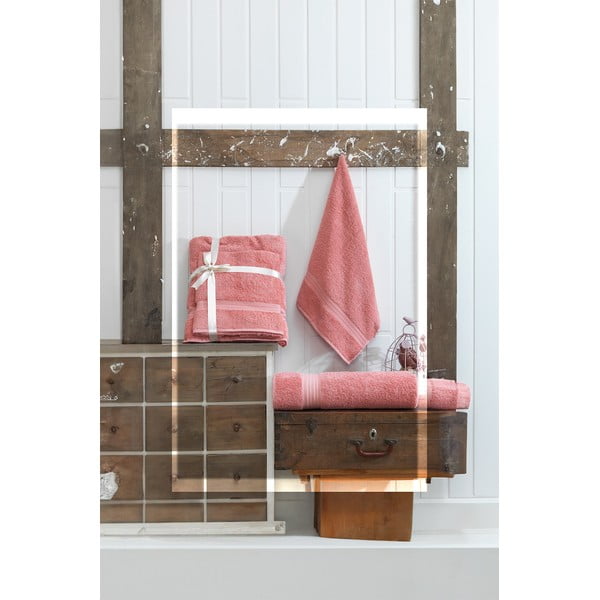 Růžové froté bavlněné ručníky a osušky v sadě 2 ks – Foutastic-image-2