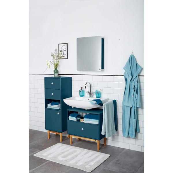 Vysoká závěsná koupelnová skříňka v petrolejové barvě 40x100 cm Color Bath – Tom Tailor-image-1
