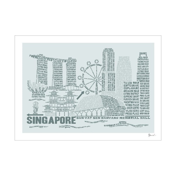 Plakát Singapore Grey&Grey, 50x70 cm