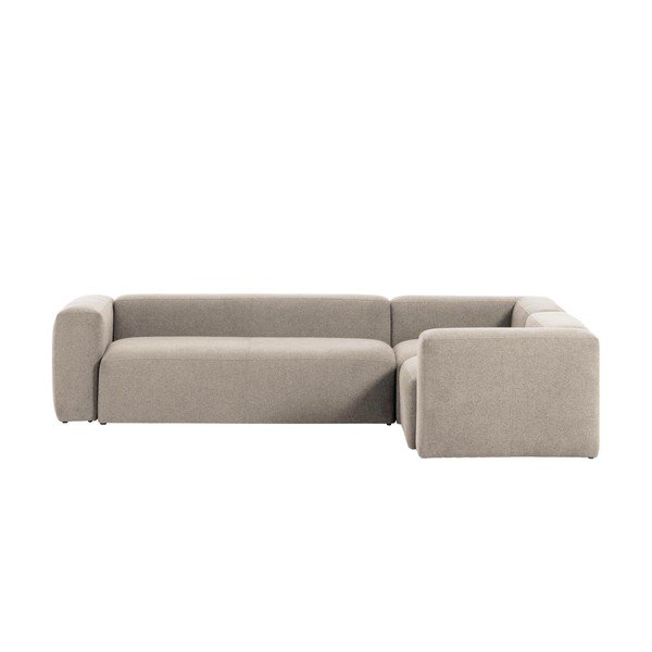 Béžová žinylková rohová pohovka Blok – Kave Home-image-2