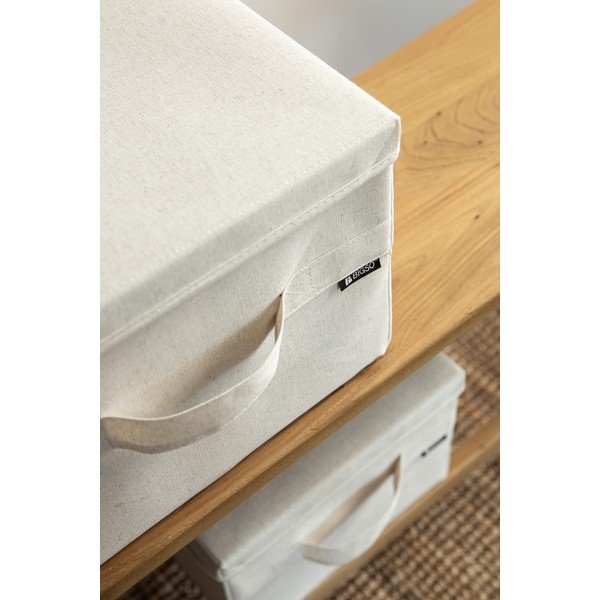 Béžový látkový úložný box s víkem 31x41x22 cm Soft Storage Medium – Bigso-image-2