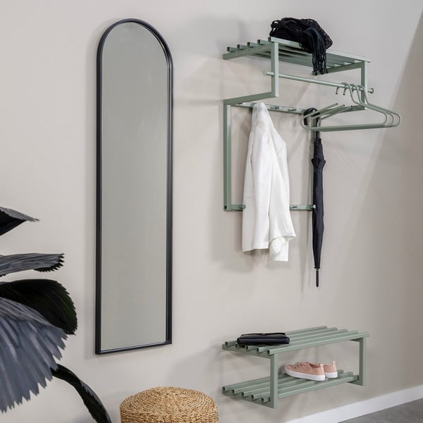 Šedozelený kovový nástěnný věšák s poličkou 76 cm Rizzoli – Spinder Design-image-1