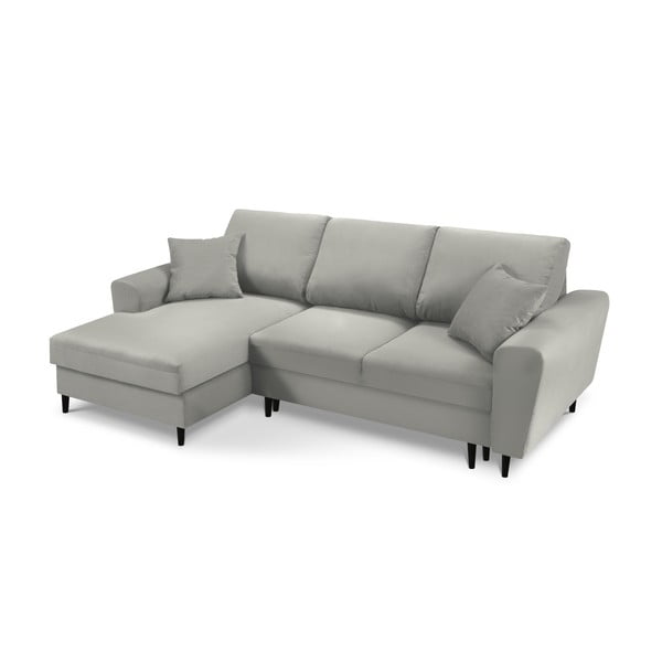 Světle šedá manšestrová rozkládací/s úložným prostorem rohová pohovka (levý roh/s lenoškou) Kyoto – Cosmopolitan Design-image-1