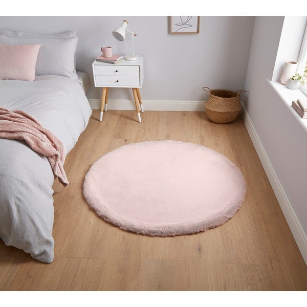 Růžový koberec Think Rugs Teddy, ⌀ 120 cm-image-1