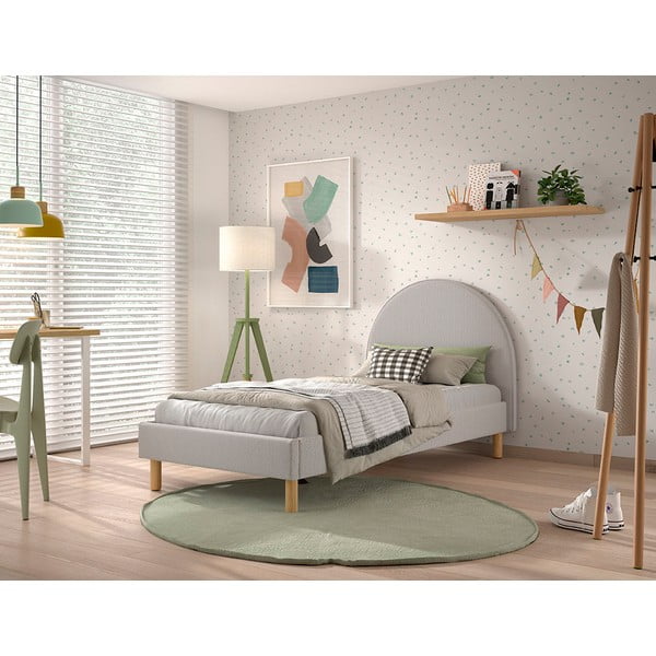 Šedá čalouněná jednolůžková postel s roštem 90x200 cm MOON – Vipack-image-1