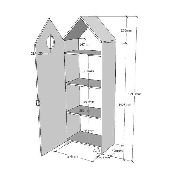 Mátově zelená domečková šatní skříň Vipack Casami-image-3