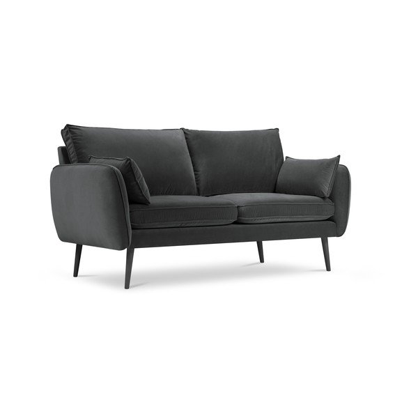 Tmavě šedá sametová pohovka s černými nohami Kooko Home Lento, 158 cm-image-2
