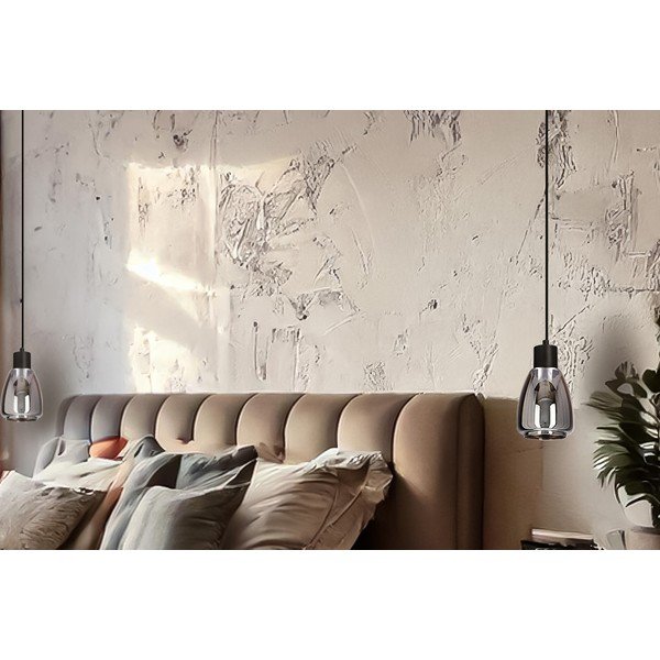 Černé závěsné svítidlo se skleněným stínidlem ø 12 cm Moldo – Candellux Lighting-image-2