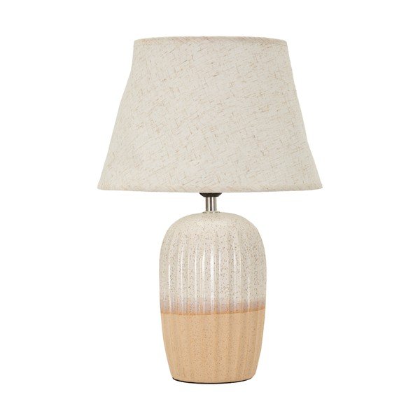 Krémová keramická stolní lampa s textilním stínidlem (výška 44 cm) Japandi – Mauro Ferretti