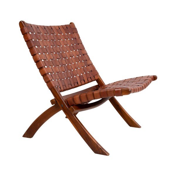 Skládací židle z teakového dřeva a kůže House Nordic Montana-image-2