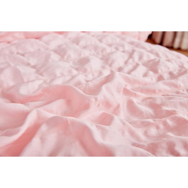 Růžové krepové povlečení na jednolůžko 140x200 cm Naomi – My House-image-3